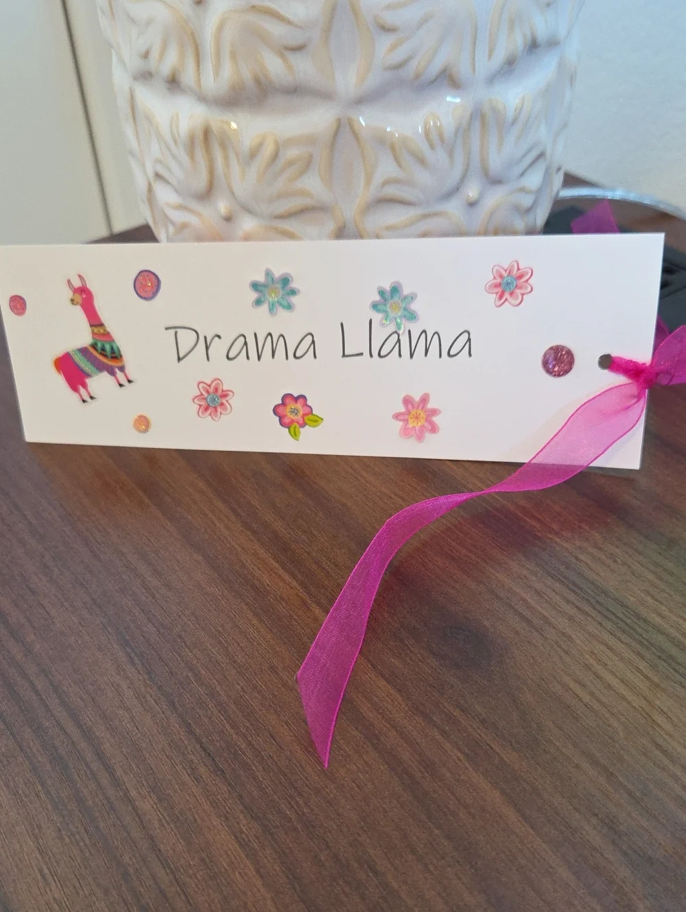 Drama Llama Pink Ribbon Bookmark